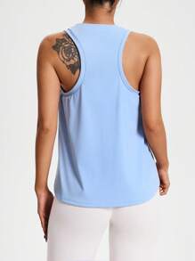 SHEIN Maternity Solid Color Sports Camisole, Loose Fit Strap, Women Outdoor Yoga Tops - Army Green - View 2