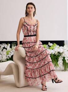 MOTF Soiréza ROBE À VOLANTS SUPERPOSÉS EN DENTELLE CONTRASTÉE - Multicolore - Voir 3