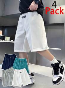 4pcs Tween Boys' Colorful Webbing Shorts Set - Multicolor - View 1