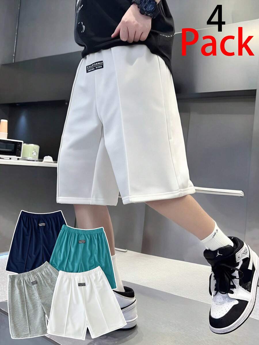 4pcs Tween Boys' Colorful Webbing Shorts Set - Multicolor - View 1