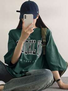 DAZY 女士宽松字母印花T恤超大码T恤