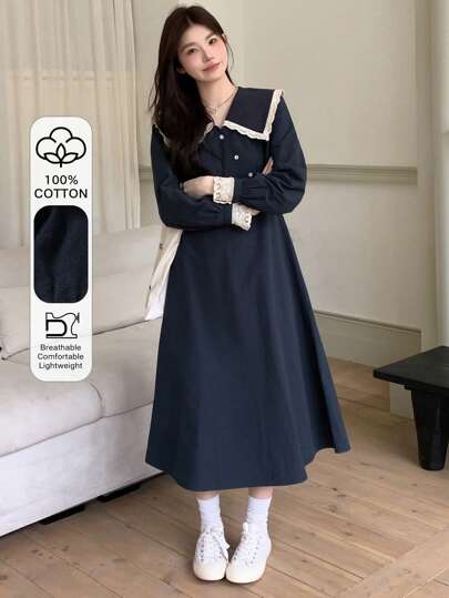 DAZY 女式拼色中长连衣裙 秋冬