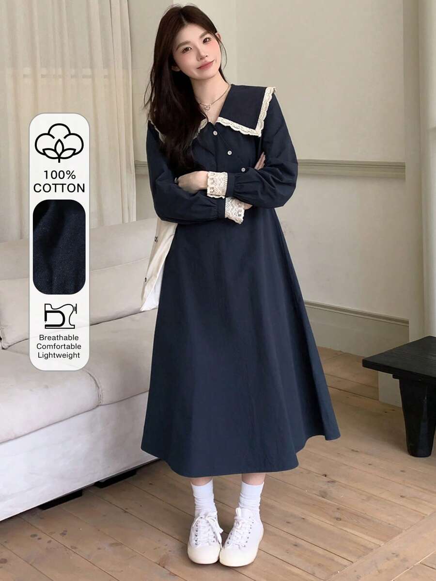 DAZY Women's Colorblock Midi Dress Fall,Winter - Navy Blue - View 1