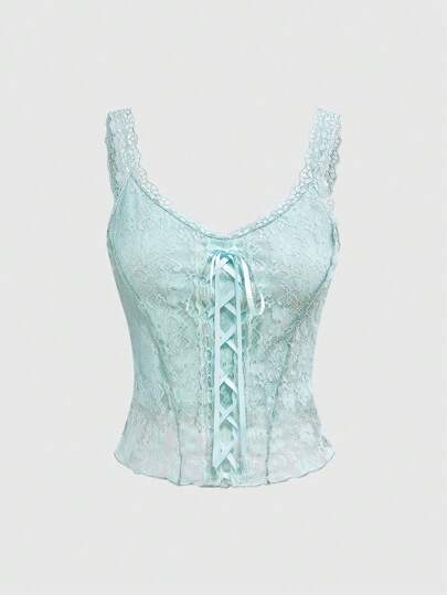 Fairycore Camiseta sin mangas de mujer de color liso, con tiras anchas y nudo delantero, de estilo minimalista y casual