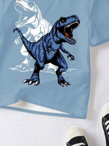 SHEIN 男宝宝休闲简约圆领短袖宽松T恤，适合夏季 - 白色 - 查看 5