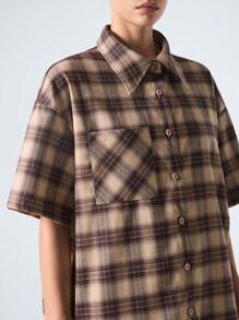 LYSMO 女士短袖衬衫，休闲时尚，适合日常穿着