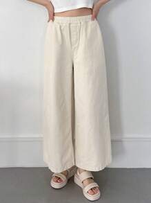 FRIFUL Pantalones vaqueros de unicolor de estilo simple para el uso diario de mujeres