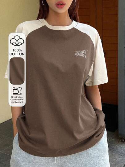 DAZY Letter Graphic Raglan Sleeve Tee Oversized T-Shirt