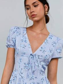 Athîral 女式花卉印花少女迷你连衣裙，简约时尚，适合夏季，女士春季连衣裙