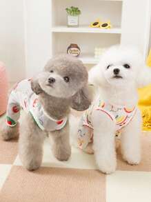 PETSIN Spring/Summer White Cute & Lively Casual Style Cartoon Rainbow Pattern Mesh Breathable Pet Jumpsuits