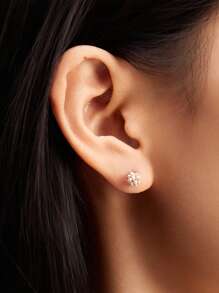 1对优雅不锈钢仿珍珠装饰耳钉，适合女性日常佩戴，圣诞节冬季圣诞礼物 - 金黃色 - 查看 2