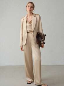 MOTF PREMIUM SINGLE BUTTON POCKET BLAZER,BUSINESS CASUAL WOMAN - Khaki - View 5