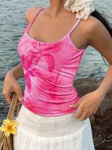 Attitoon Women Casual Sexy Camisole Camisole With Floral Pattern, Suitable For Vacation, Pink