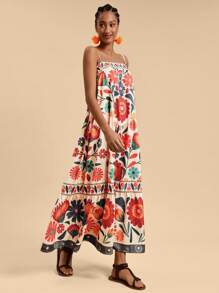 Travachic Floral Print Cami Dress For Women,Sun Dress