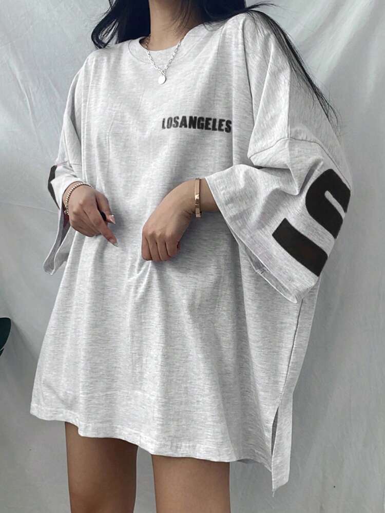 Women's Summer Casual T-Shirt With Letter Print, Round Neck And Batwing Sleeves,Fall Clothes Graphic Tee