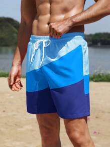 Manfinity Men's Solid Color Patchwork Front Lace-Up Minimalist Slim Fit Casual Beach Pants,Hawaiian, Matching Couple Swimsuits, Couple Bathing Suits, His And Hers Swimwear, Couples Swim Trunks And One Piece