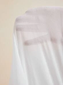 ODELIAR Designer White Transparent Chiffon Bishop Long Sleeve Elegant Maxi Dress, Concert Outfit, Rave, Wedding, Prom Dress - White - View 9