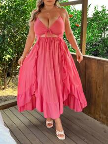 Sunnyshic Plus Size French Elegant Organza Ditsy Floral Short Sleeve High-Quality Puff Dress, Gentle Lady Vibe - Multicolor - View 7