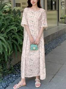 FRIFUL 女士印花长连衣裙，返校季连衣裙，度假装，复活节女装 - 彩色 - 查看 2