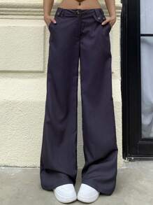 SHEIN EZwear Women's Summer Comfortable Casual Vintage American Style Low Waist Striped Suit Pants