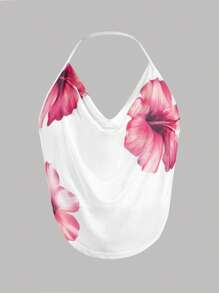 Firerie Top attillato da donna taglie forti con stampa floreale, scollo arricciato e schiena scoperta, elegante e confortevole, adatto allo stile vacanziero
