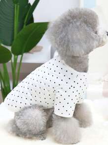 PETSIN White Cute Daily Casual Padded Warm Fuzzy Polka Dot Pet Jacket - White - View 4