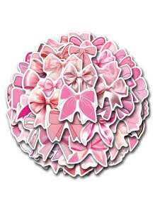 SHEIN 55 piezas de pegatinas de lazos, pegatinas de monogramas de estética vintage, pegatinas de lazos rosas impermeables de vinilo, para botellas de agua, portátiles, teléfonos, diarios, regalos para niños, niñas y mujeres