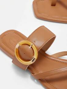 CUCCOO BIZCHIC Women's Summer Casual Versatile Dress With Apricot Color Flat Sandals Spring Break Easter