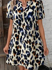 SHEIN LUNE 女士休闲豹纹度假连衣裙，休闲款 - 彩色 - 查看 6