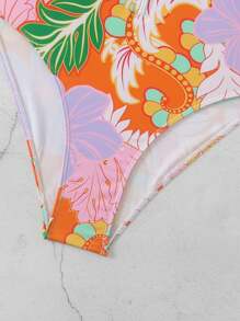 Swim SPRTY Springbreak New Random Print Onepiece Rash Guard, Crew Neck Short Sleeve Zipper Watersport Activewear For Women, Boho Festival