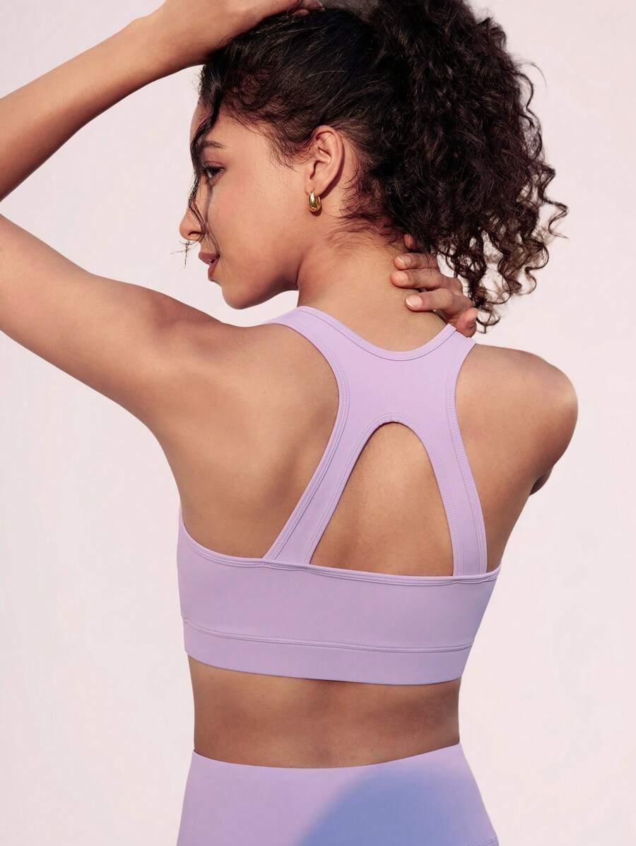 Hanevo Tank Top Pendek Warna Polos Wanita Profesional untuk Pakaian Olahraga Sehari-hari - Purple - View 1