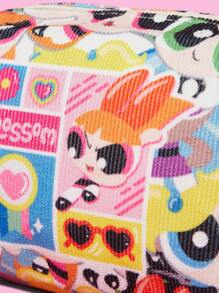 THE POWERPUFF GIRLS X SHEIN Bolsa de cosméticos con el patrón de las Chicas Superpoderosas (Flor, Burbuja, Mantequilla), conveniente y portátil - Multicolor - Ver 3