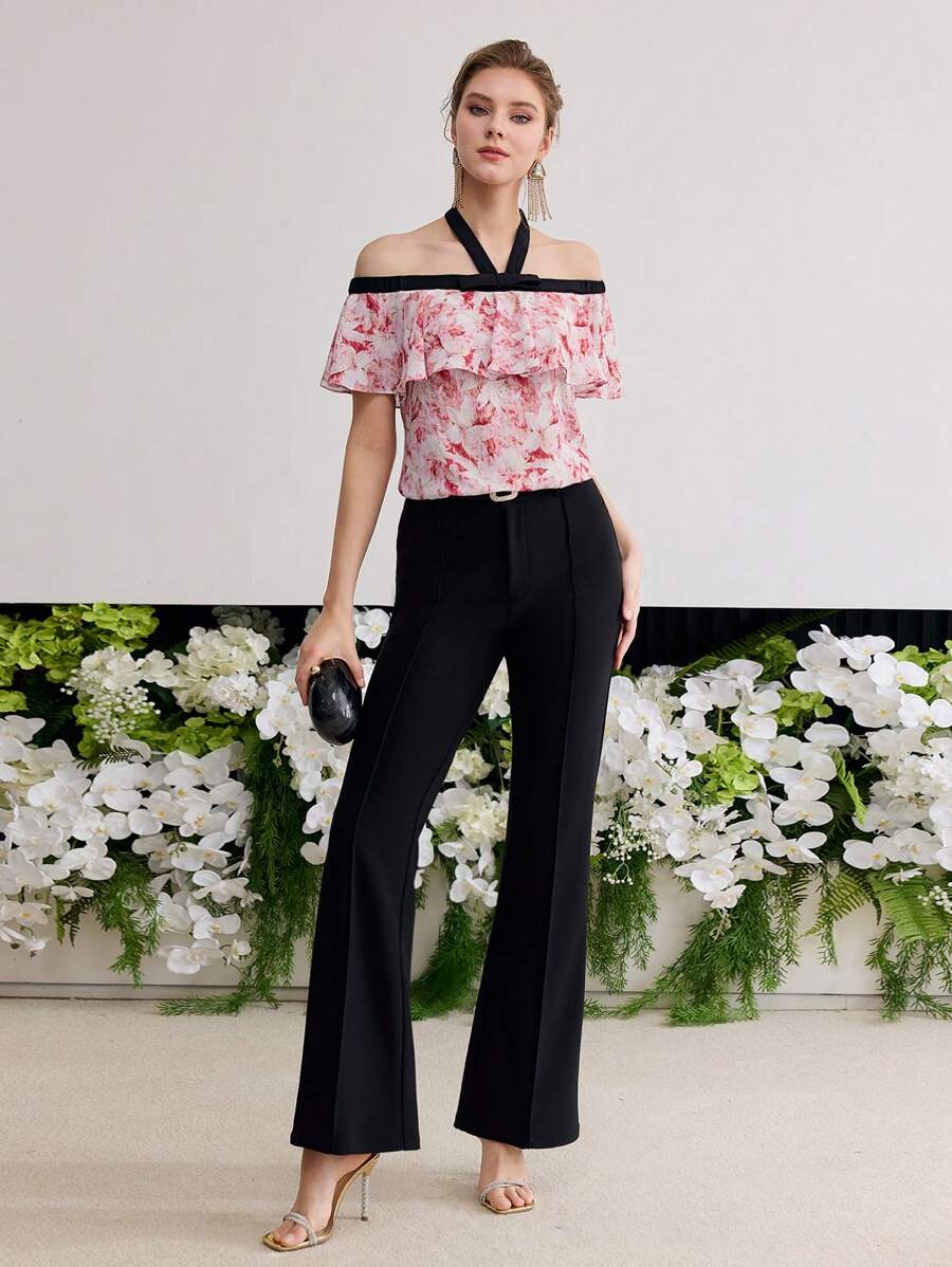 MOTF PREMIUM FLORAL PRINT RUFFLE BLOUSE - Multicolor - View 1