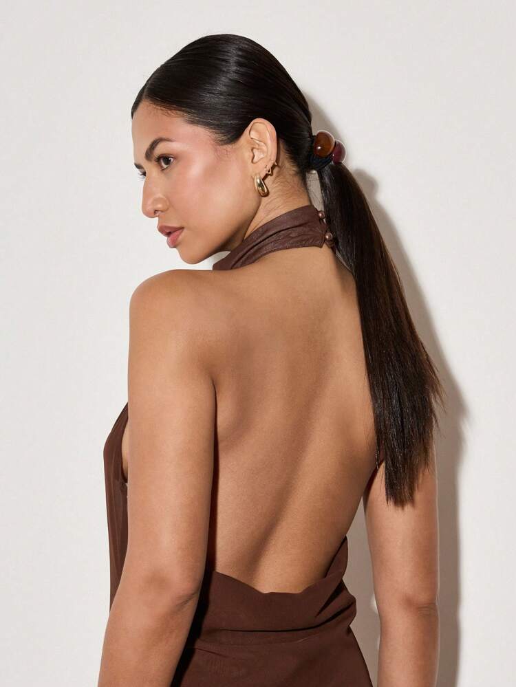 AiiRZ Robe de soirée longue transparente avec encolure ras-du-cou et culotte intégrée. Robe de cérémonie élégante et fluide, longueur au sol, pour mariage ou soirée d'été