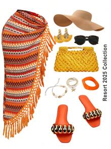 Slaydiva Women's Spring/Summer Multifunctional Skirt - Suitable For Music Festivals, Easter, Western Style, Boho Vibes, Nashville, Birthday Parties, Graduations, Student Wear, Casual Outings, All-Match Versatile, Leisure, Vacation, Cruise Travel, Beach, Sunbathing, Sexy High Slit, Tassel, Crochet, Colorful Stripe - Multicolor - View 2
