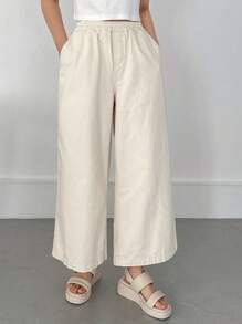 FRIFUL Pantalones vaqueros de unicolor de estilo simple para el uso diario de mujeres