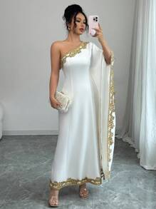 Elenzga Vestido de fiesta con bordados y aplicaciones de moda, elegante para vacaciones, citas, el Día de San Valentín, fiestas