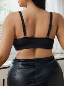 1pc Plus Size Women's Comfortable Anti-Sag Embroidered Lace Insert Thin Bralette - Multicolor - View 2