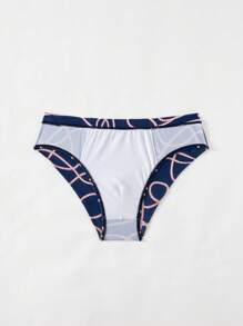 Manfinity KASUA Men's Rope Print Casual Triangle Swim Trunks For Holiday - Black - View 6