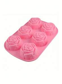 SHEIN 1 Stück rosa 6-fach Rose Blumen geformte Silikon Seifenform, hitzebeständig, DIY handgemachte Seifenherstellung Form