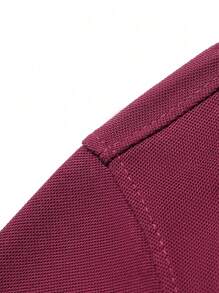 Manfinity Homme Men's Geometric Print Short Sleeve Casual Commuter Polo Shirt Polo Shirts For Men Collar Polos For Men Golf Shirt Men Polo Shirts Polo T Shirt Men - Burgundy - View 4