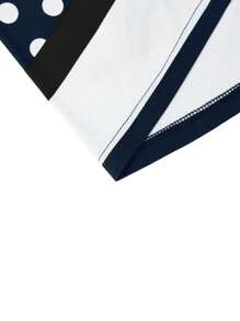 SHEIN Clasi Women Plus Size Short Sleeve Knitted Polka Dot Color Block Mini Dress Maxi Women Outfit - Multicolor - View 3