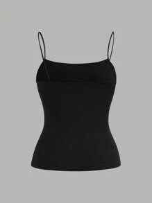 SHEIN EZwear 4 件套女士纯色修身吊带背心套装，侧面有褶皱，适合夏季 - 彩色 - 查看 7