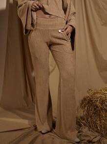 COSMINA Women Vacation Casual Solid Color Textured Pants