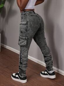 Slaydiva Quần Jogger Jeans Skinny Co Giãn Sexy Cho Nữ, Màu Đen - màu đen - Xem 3