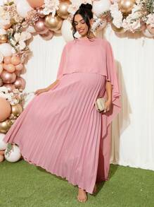 Loomaby Maternity Cloak Sleeve A-Line Dress,Gender Reveal Dress,Baby Shower Dress