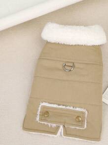 PETSIN 卡其色休闲时尚帅气风格毛绒领可变式宠物牵引绳夹克