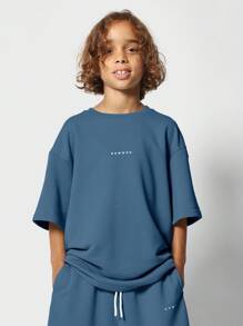 SUMWON Luxury Summer Kids Two-Piece Athletic Set Oversized Casual Short Sleeve T-Shirt And Matching Shorts Comfortable Loungewear Streetwear Sport Outfit