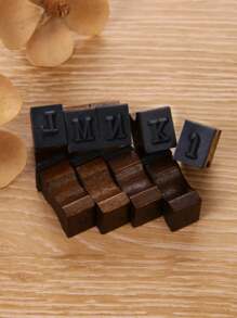 42 件复古木制字母和数字装饰印章套装，适用于剪贴簿和日记本，单盒装木塑复合材料