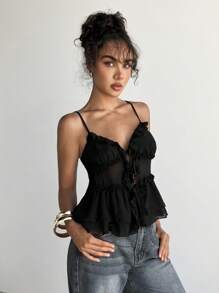 Aloruh Camiseta de tirantes finos de unicolor casual para mujeres, de verano